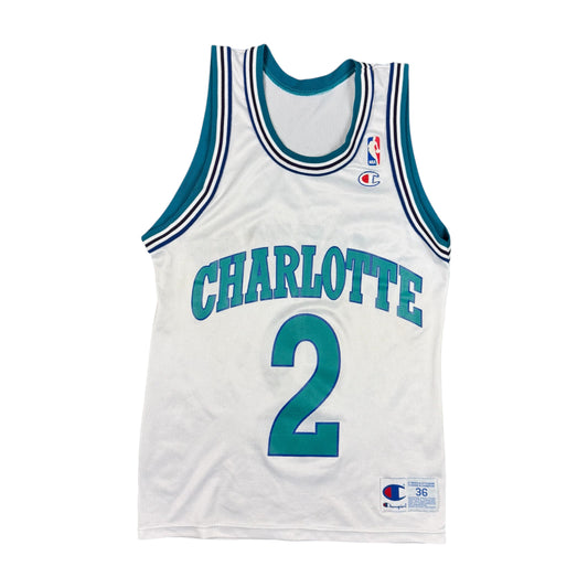 Larry Johnson Charlotte Hornets Vintage Champion NBA Jersey Size 36